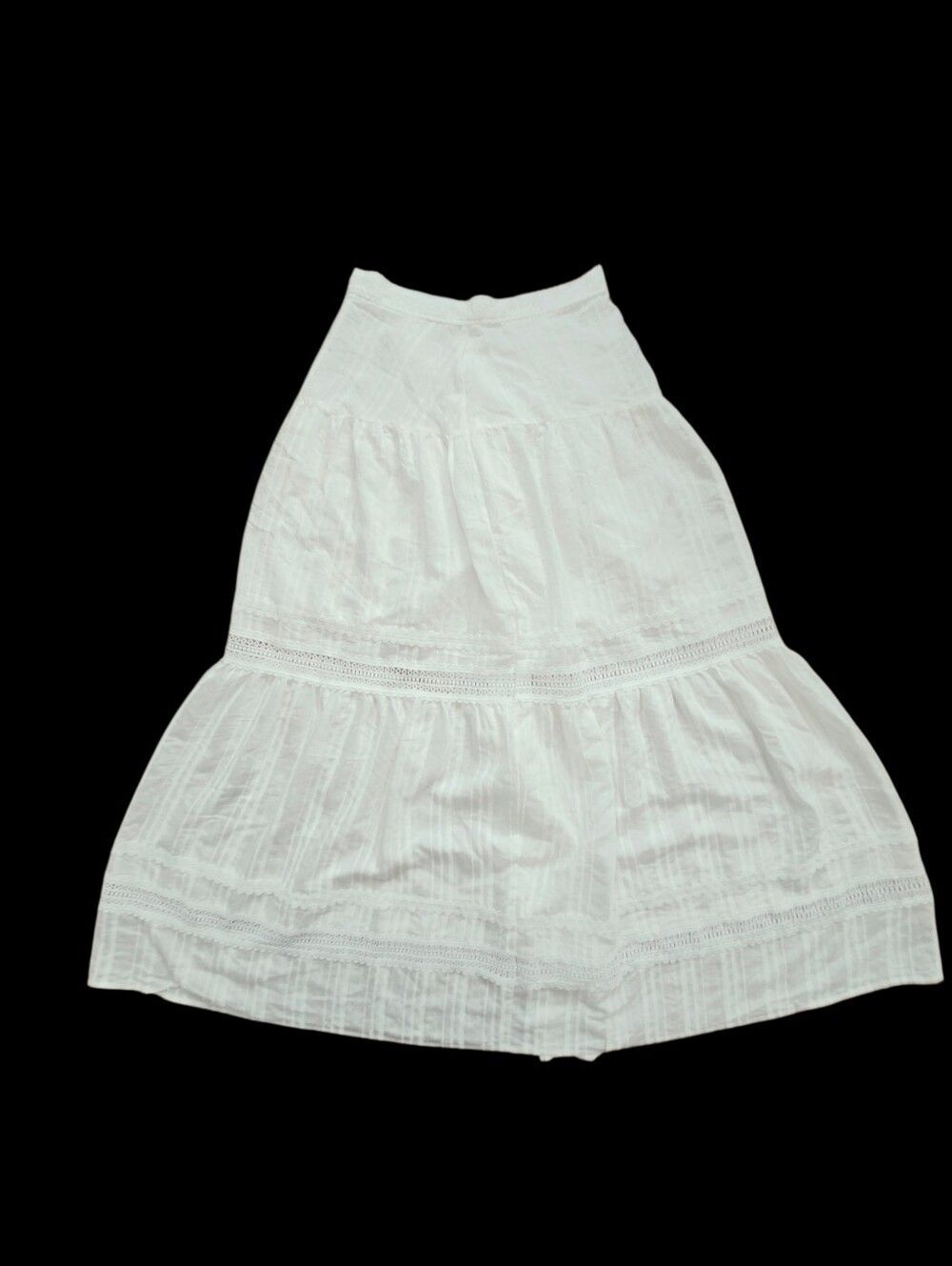 NEW White Tiered Maxi Skirt Boho Romantic Prairie Waist 27" ShowPo